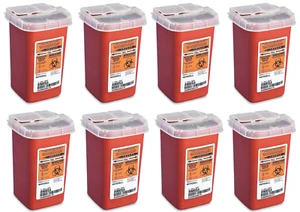 Kendall 8900SA Sharps Phlebotomy Disposal Container 6"x4"x3" 1 Quart (8 Pack) - Picture 1 of 5