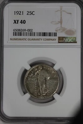 1921 .25 NGC XF40 Standing Liberty Quarter, Liberty 25 Cents (0.25) - Image 1 of 2