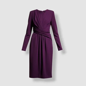 $475 Badgley Mischka Women's Purple Pleated Crossover Dress Size 2 - Picture 1 of 7