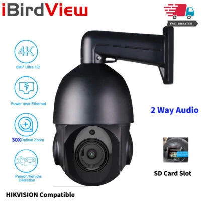 iBirdView 30X Zoom 4K 8MP POE PTZ IP Speed Dome Camera 2 vie audio con slot per schede - Immagine 1 di 4