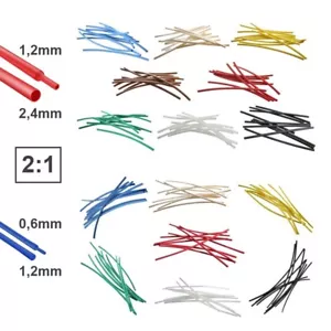 Schrumpfschlauch 1,2 / 0,6 mm und 2,4 / 1,2 mm ideal für Kabel LED je 2 Meter - Bild 1 von 27