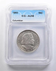 1893 Columbian Exposition Half Dollar AU58 ICG *6569 - Picture 1 of 3