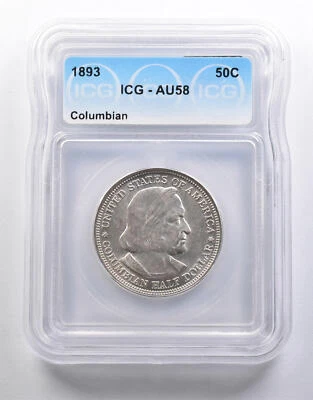 1893 Columbian Exposition Half Dollar AU58 ICG *6569 - Image 1 of 3