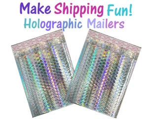 8x12 holografische METALLISCHE LUFTPOLSTERVERSANDTASCHE, selbstversiegelnde gepolsterte Designer Umschläge - Bild 1 von 12