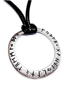 Rune Wheel Necklace Pendant Cord Celtic Runic Viking Norse Pagan Elder Futhark - Picture 1 of 20