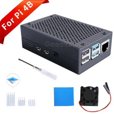 Raspberry Pi 4 Case Aluminum Alloy Enclosure Cover Metal Case with Cooling Fan - Image 1 of 4