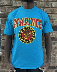 Camicia Uomo Vintage Jerzees United States Marines Corps Taglia Large 1° St Blu - Foto 1 di 13