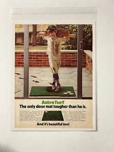 Kids Baseball Player Astro Turf Door Mat Vintage 1974 Print Ad - Picture 1 of 2