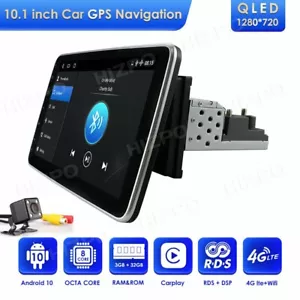 10.1" Single Din Rotatable Stereo Radio 8Core Android 10 GPS CarPlay WiFi/4G LTE - Picture 1 of 12