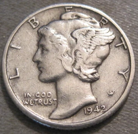NICER AS SHOWN - 1942 S MERCURY DIME *** 90% SILVER *** 113 Cover