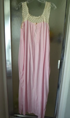 Antique 1920s Edwardian Pink Silk and Lace Nightgown Slip Dress - Image 1 of 4