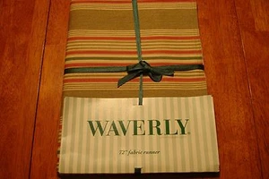 NIP WAVERLY Sweetwater Stripe/Green Table Runner 72" Imperial Dress Coordinate - Picture 1 of 1