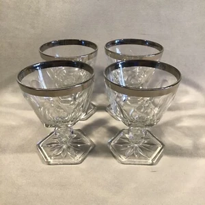 PV07390 Vintage Hazel Atlas COLONIAL CAPRI PLATINUM Champagne Sherbet - 4 piezas - Imagen 1 de 8