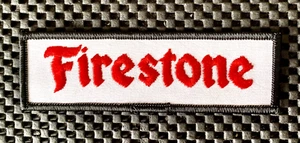 FIRESTONE VINTAGE BORDADO COSER EN PARCHE NEUMÁTICOS DE AUTOMÓVIL 5" X 1 1/2" NUEVO EN STOCK - Imagen 1 de 2