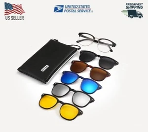 5 in 1 Clip on Sunglasses, Night Vision, Polarized,TR90 Magnetic Lens Swappable  - Picture 1 of 12