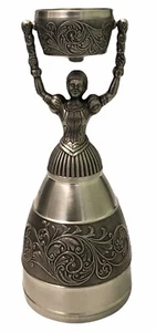 German Nuremberg Bridal Wedding Toasting Cup Woman Figure 95% Tin Pewter - Picture 1 of 11