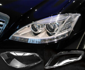 For Mercedes-Benz S-Class W221 2010-2013 Lens Cover Headlights +Glue RH+LH