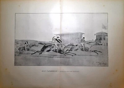 Stampa antica ROMA CORSA DI CAVALLI ALLE CAPANNELLE 1890 Antique print - Immagine 1 di 4