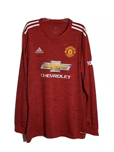 Adidas 2020-21 Manchester United Home Long Sleeve Red Jersey Size L FM4290 - Picture 1 of 5