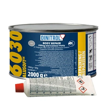 DINITROL 6030 BODY FILLER 2KG ALUMINIUM + HARDENER STEEL CONCRETE