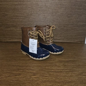 Apakowa Kinder Größe 9 hellbraun/marine Entenstiefel neu mit Etikett - Bild 1 von 7