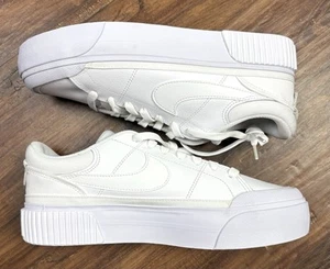 Nike Court Legacy Lift Triple White WOMAN’S Size 9 US BRAND NEW In Box Low Top - Picture 1 of 11