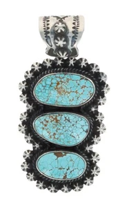 Natural #8 Turquoise Pendant By Navajo Artist Happy Piasso - Picture 1 of 3
