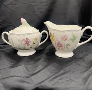 Lenox Butterfly Meadow Creamer & Sugar Bowl W/ Lid EUC - Picture 1 of 14