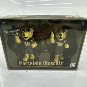 Washington Huskies Porcelain Champion Treasures Mascot Christmas Ornament 2 Pack - Picture 1 of 5