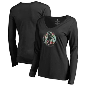 Women's Black Dallas Mavericks Lovely V-Neck Long Sleeve T-Shirt - Picture 1 of 3
