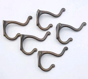 Antique / Vintage Hat or Coat Hooks Bathroom Hooks Cast Metal Hardware Lot Of 5 - Picture 1 of 16