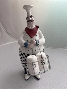 Chef Salt And Pepper Shakers Waiter Server Ceramic - Picture 1 of 12