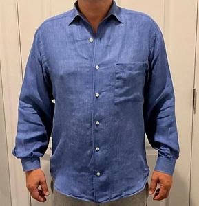 Paul Stuart Men Long Sleeve Button-Up Shirt linen italy  - Picture 1 of 7