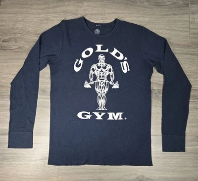 Golds Gym Shirt Mens Medium Navy Blue Thermal Long Sleeve Athletic Tight Fit - Image 1 of 4