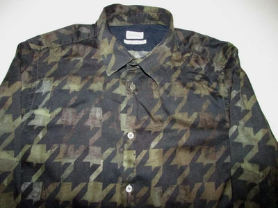 PAUL SMITH MENS ENGLISH DESIGNER  NICE DARK PATTERN  ITALIAN SHIRT  SM SLIM VGC - image 1 of 3