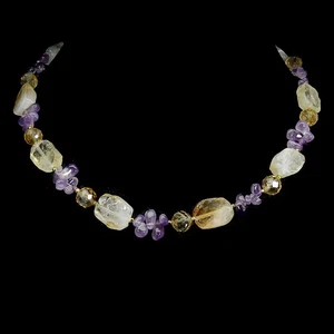925 Sterling Silver Necklace Fancy Citrine 16x12mm Amethyst Gemstone Jewelry 17 - Picture 1 of 13