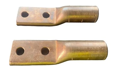 ⚡️ Burndy YCA342N - Copper Compression Lug - 2-Hole - 1/2” Stud - 500 Kcmil - Image 1 of 4