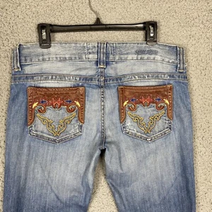 Guess Premium 30 Stretch bestickte Gesäßtaschen Low Rise Denim Jeans Boho - Bild 1 von 12