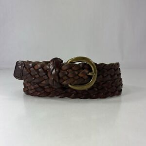 Vintage Brown Braided Leather Belt - Women's Size 30