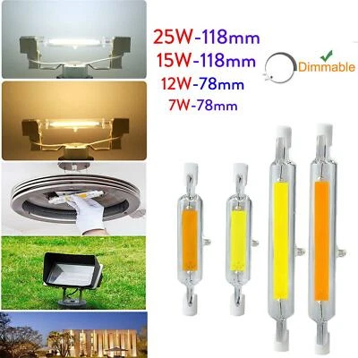R7s J78 J118 25W 15W 12W 7W Dimmable LED COB Floodlight Glass Tube Lights AC56 - Image 1 of 4