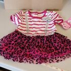 Young Hearts Striped Shirt/Dress 2T Girls Mesh TuTu Pink Liner Sequin Suspenders