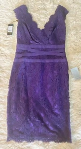 Tadashi Shoji Damen lila Spitze Band Kleid Größe 6 NEU - Bild 1 von 3