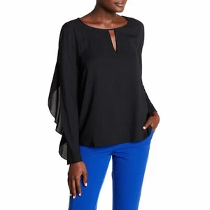 Cooper and Ella Blouse Womens XS Black Selma Ruffle Top - Picture 1 of 8