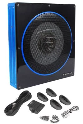 Rockville RW10CA 10" 800 Watt Slim Low Profile Active Powered Car Subwoofer Sub - Image 1 of 4