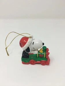 Whitman Snoopy Peanuts Christmas Tree Ornament Green Train - Picture 1 of 2