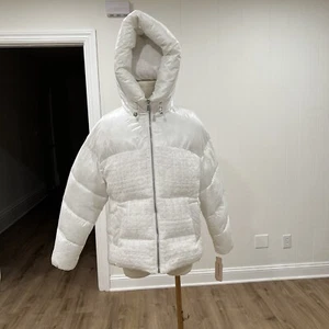BCBG BCBGeneration Womens Small Jacket White Ladies Hooded Puffer Quilt Coat - Picture 1 of 14