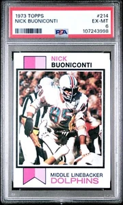 1973 Topps #214 - Nick Buoniconti - ¡PSA 6!! - Imagen 1 de 2