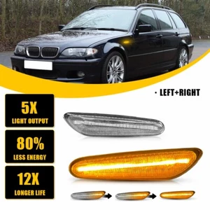 Luz de señalización lateral dinámica ámbar ámbar lente transparente para BMW Serie 3 E90/91 E92 H - Imagen 1 de 13