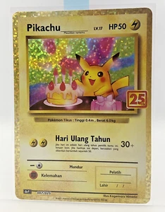 Pokemon TCG Indonesia 25° Anniversario Compleanno Pikachu 007/025 S8A - Foto 1 di 5