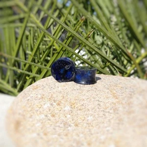 Spectraply Blue Gray Wood & Resin Ear Plugs Gauges Double Flared - Picture 1 of 4